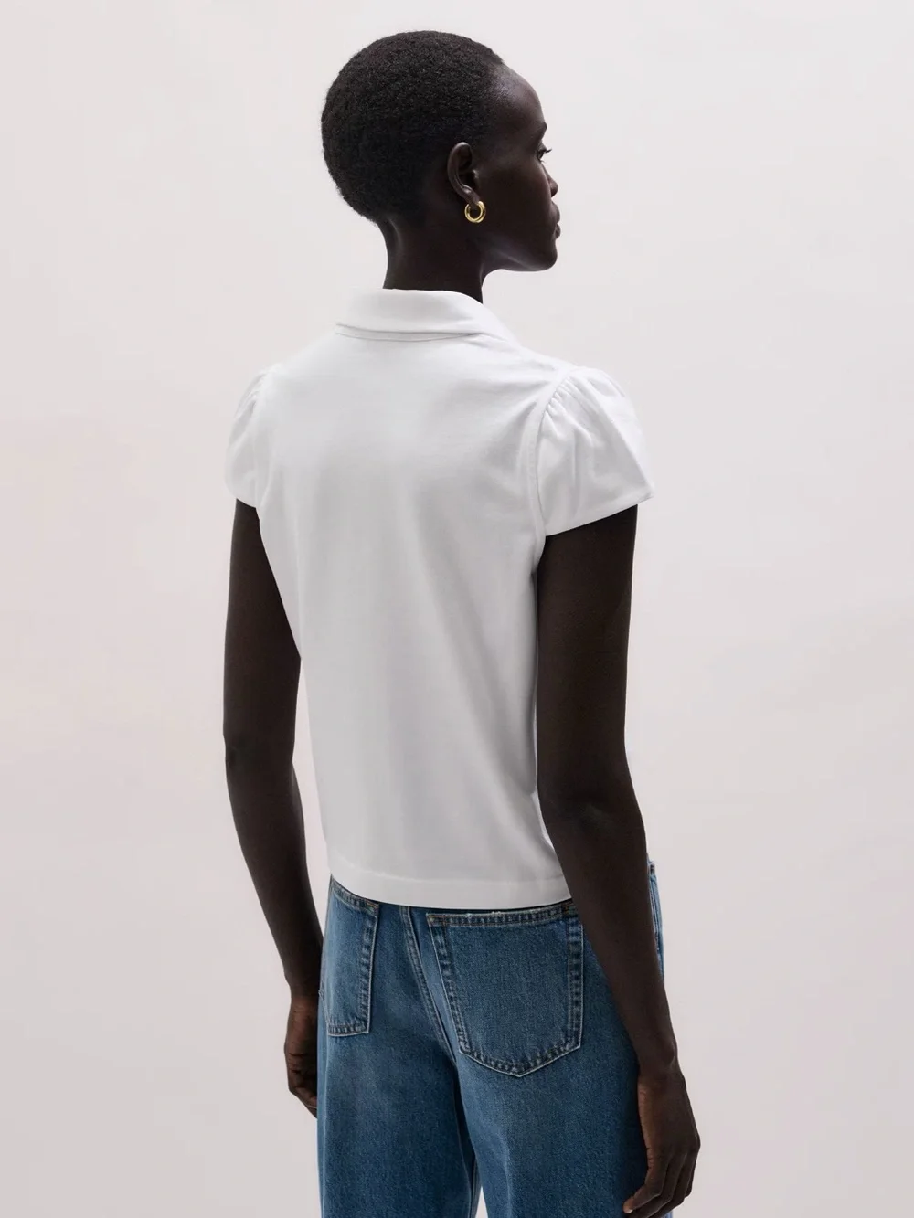 ME+EM White Cap Sleeve Polo Tee